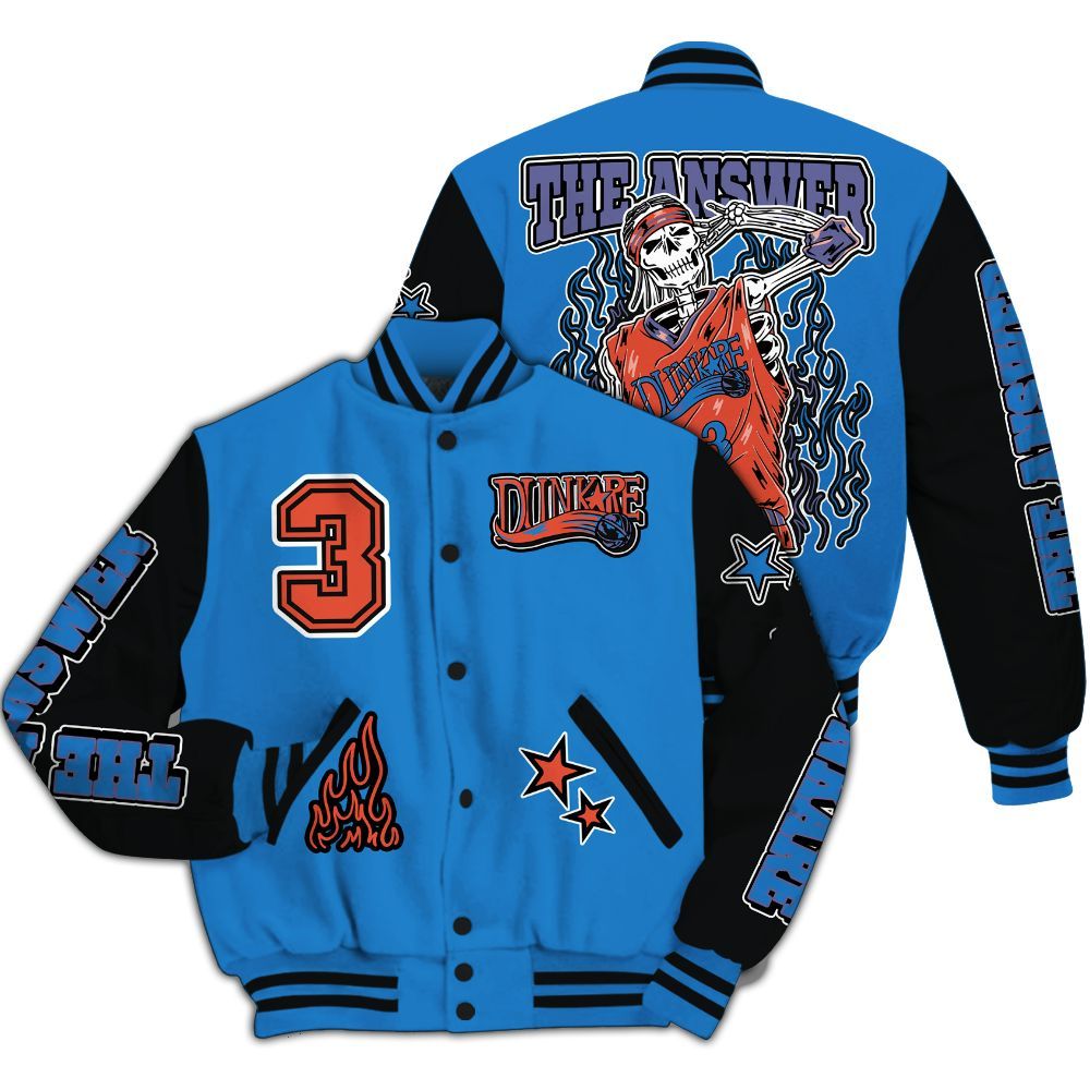 Varsity Jacket To Match Hi-Res Blue 700s - Allen Answer Skeleton All Over Print