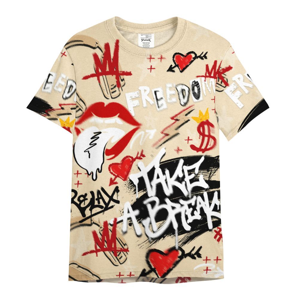 Shirt To Match Dunk Low Strawberry Waffle - Take Break Freedom Graffiti Streetwear All Over Print