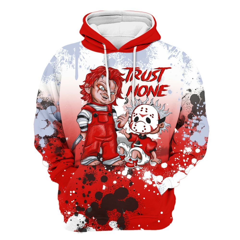 Hoodie To Match Fire Red 6s - Trust No One Scary All Over Print