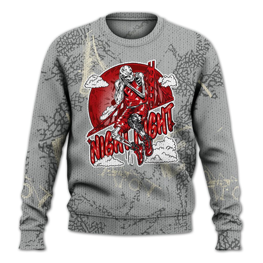 Knitted Sweater To Match Cement Grey 3s - Seeya Skeleton Messyz