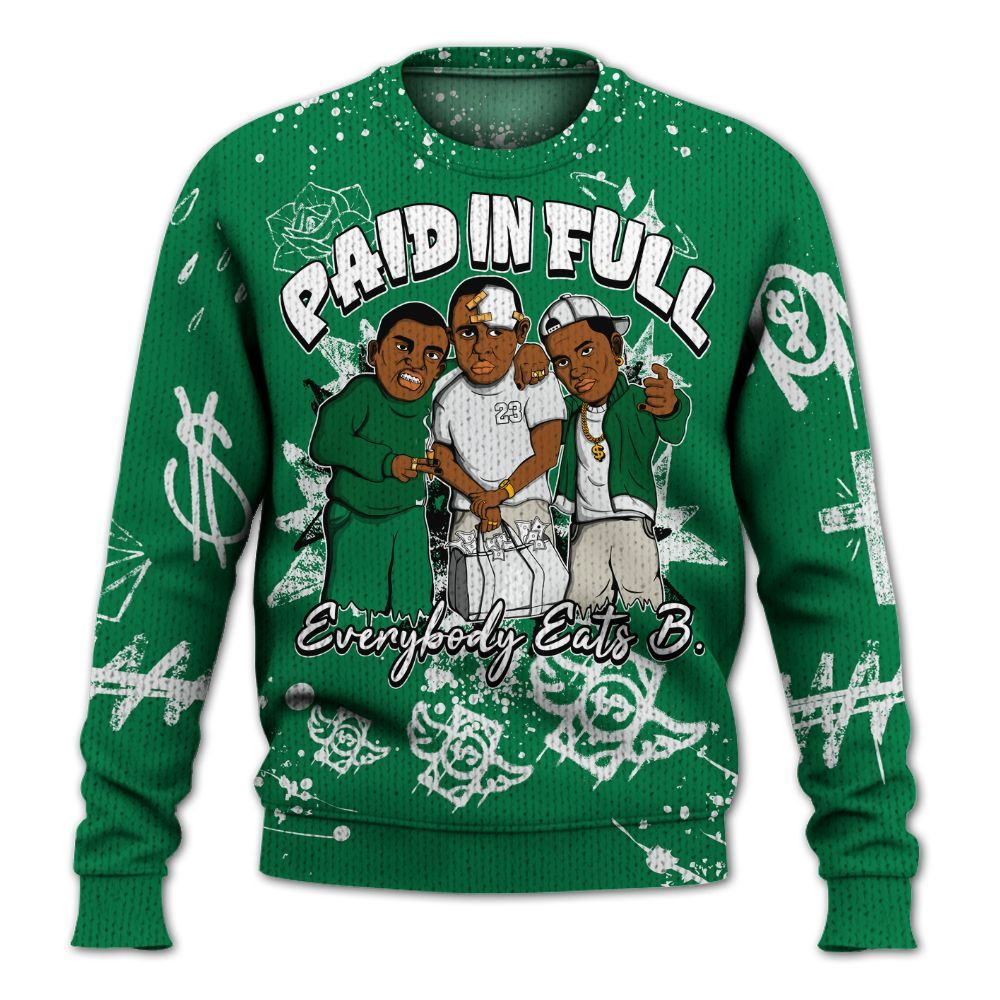 Knitted Sweater To Match Lucky Green 2s - Everybody Paid In Full Crayon