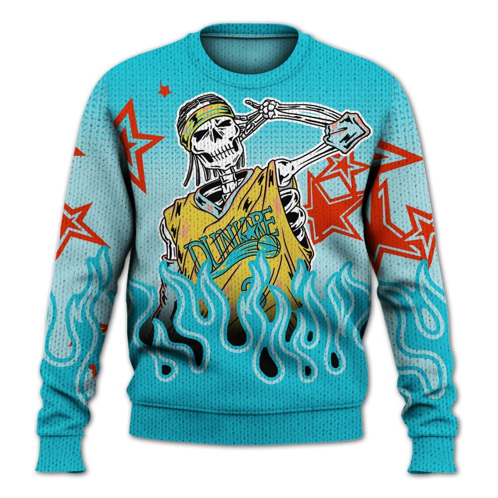 Knitted Sweater To Match Dunk Low KD 17 N7 - Allen Answer Unique Fire Custom Name