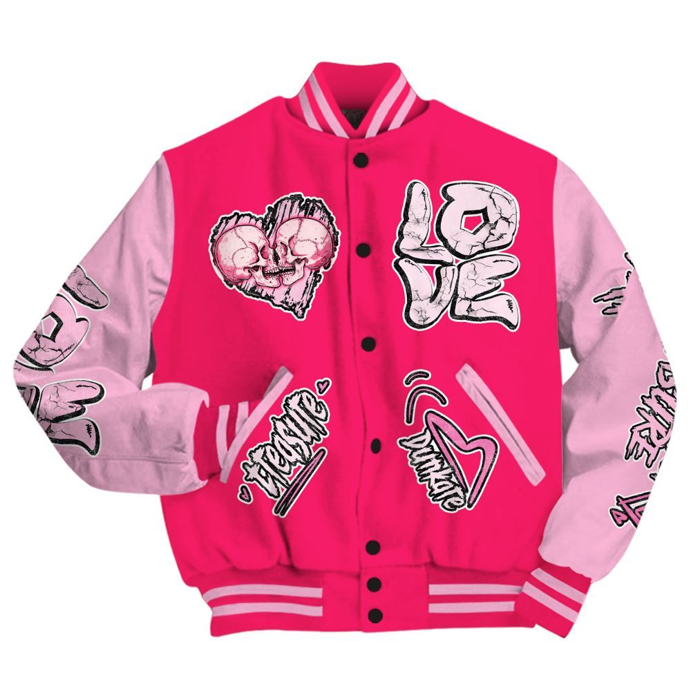 Varsity Jacket To Match Air VaporMax Plus Triple Pink - Skull Bear All Over Print