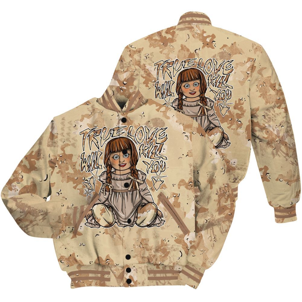 Varsity Jacket To Match Desert Camo 3s Shirt - Genuine Loves Bear Heart Grunge All Over Print