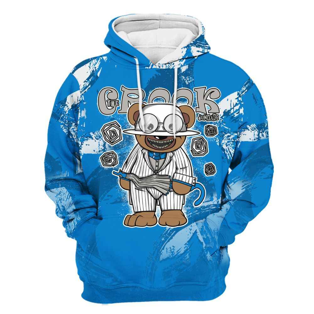 Hoodie To Match Military Blue 4s - Swindler Bear Circle Slpash All Over Print