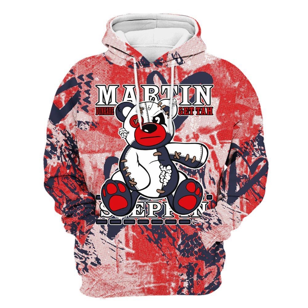 Hoodie To Match Low OG Howard Bison 1s - Tah Steppin Bear Heart Grunge All Over Print