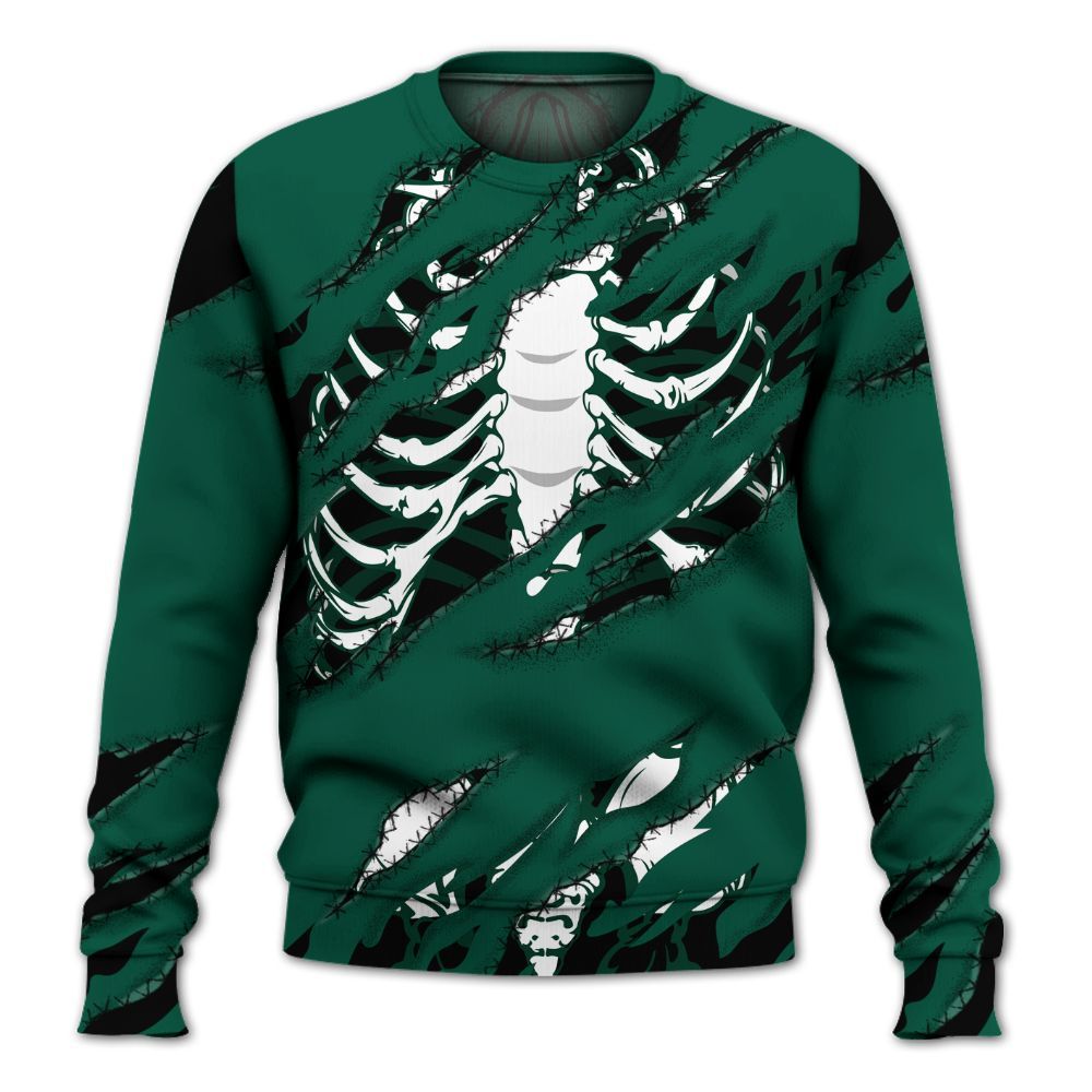 Sweatshirt To Match Oxidized Green 4s - GOT 'EM Skeleton Scratch All Over Print