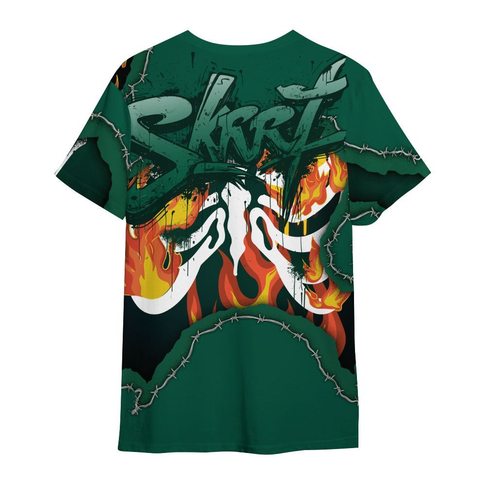 Shirt To Match Oxidized Green 4s - Skeleton On Fire Skrrt All Over Print