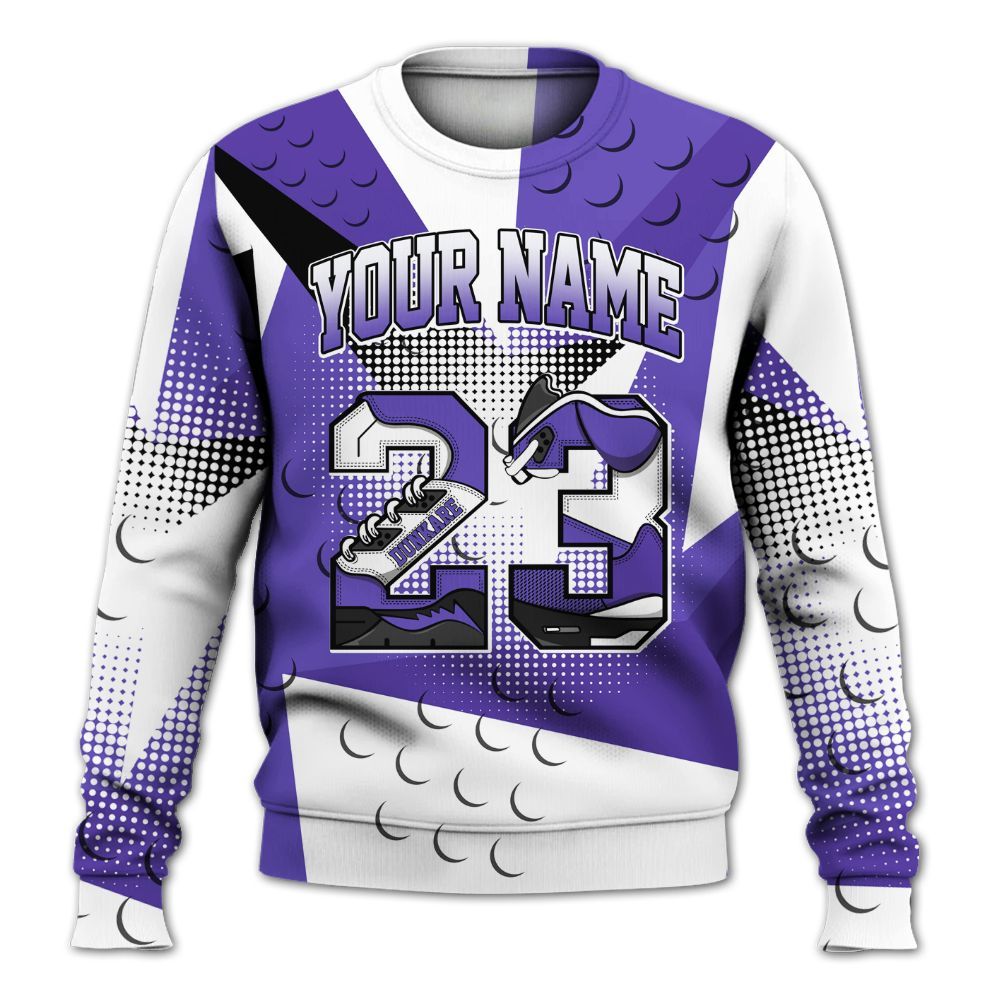 Sweatshirt To Match Field Purple 12s - Poly Custom Name Number 23 5s All Over Print