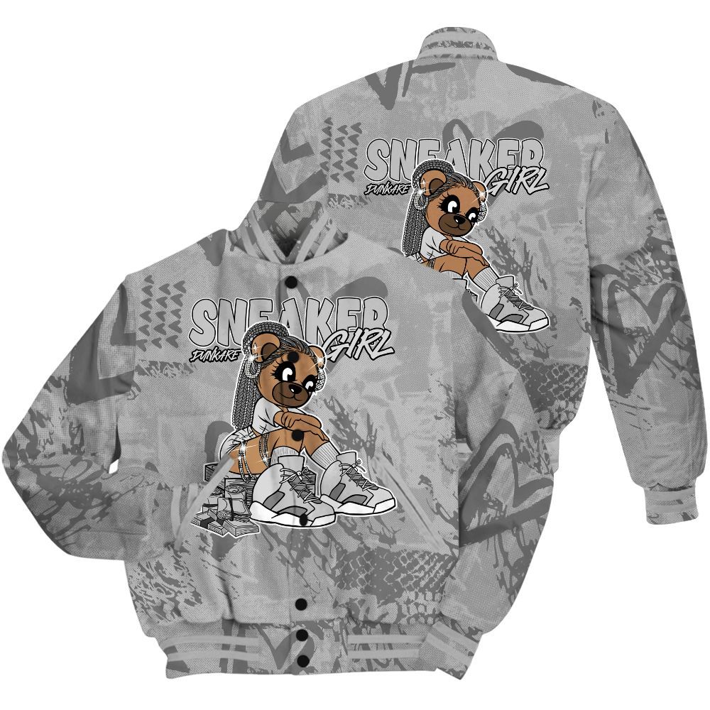 Varsity Jacket To Match Black Wolf Grey 12s Shirt - Sneaker Girl Bear Heart Grunge All Over Print