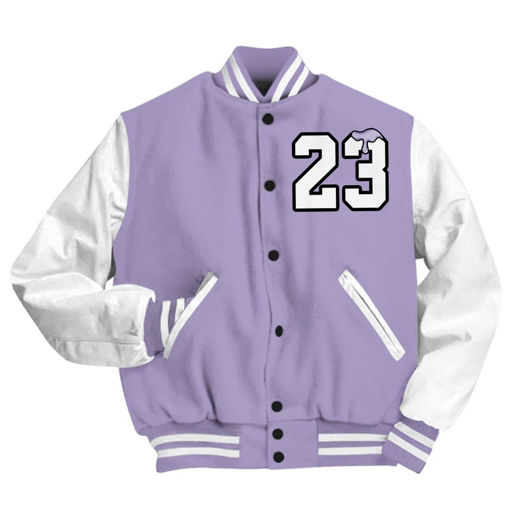 Varsity Jacket To Match Low Pure Violet 11s - Custom Name Number 23 Drip All Over Print