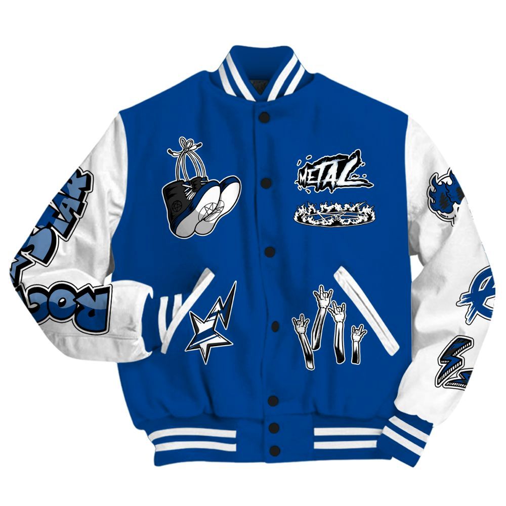 Varsity Jacket To Match Low 85 Royal 1s - Punk Rock Raccoon All Over Print