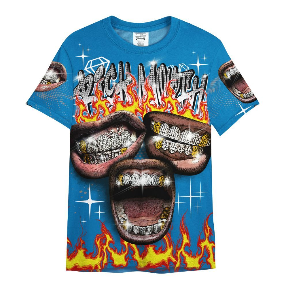Shirt To Match Wizards 3s - Rich Mouth Fire Rap Retro 90s All Over Print