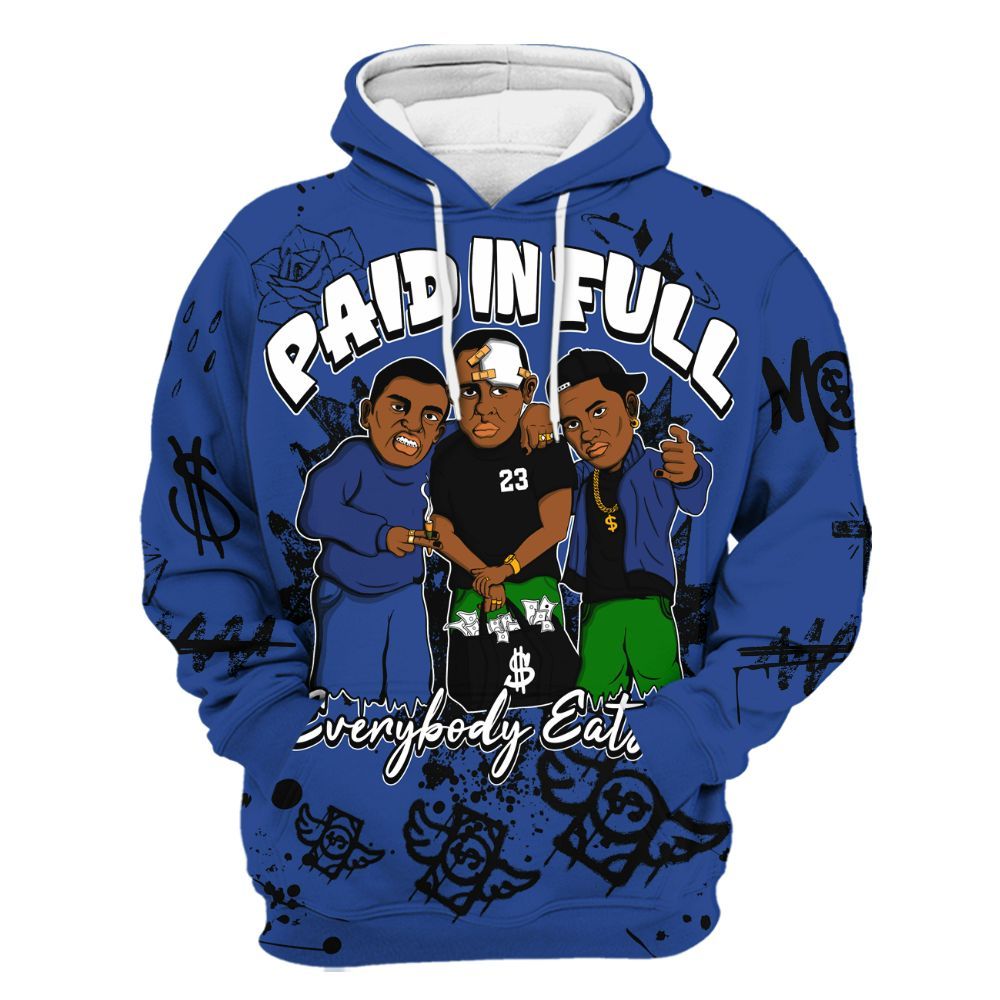 Hoodie To Match Retro Hyper Royal 13s - Everybody Paid In Full Crayon All Over Print
