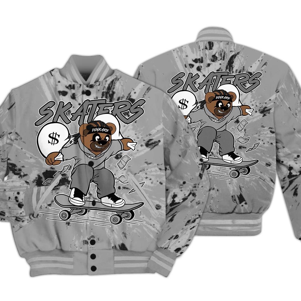 Varsity Jacket To Match Black Wolf Grey 12s - Skaters Bear Luxury Varsity Jacket Unisex