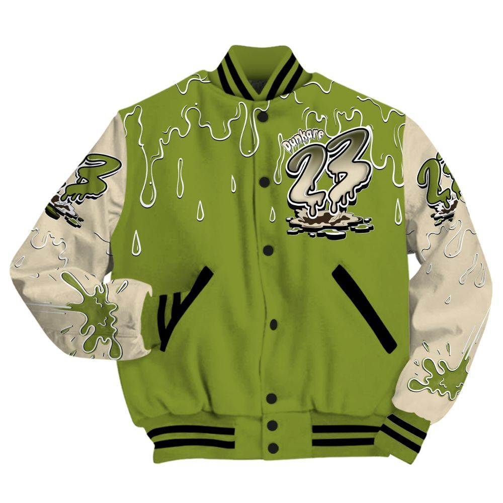 Varsity Jacket To Match SB Dunk Low Asparagus Shirt, Custom Name 23 Drip Sludges All Over Print