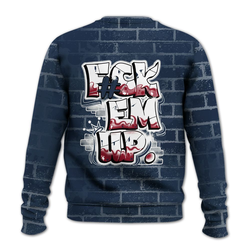 Sweatshirt To Match White Midnight Navy 6s - F#ck Em Graphic Brick Art All Over Print