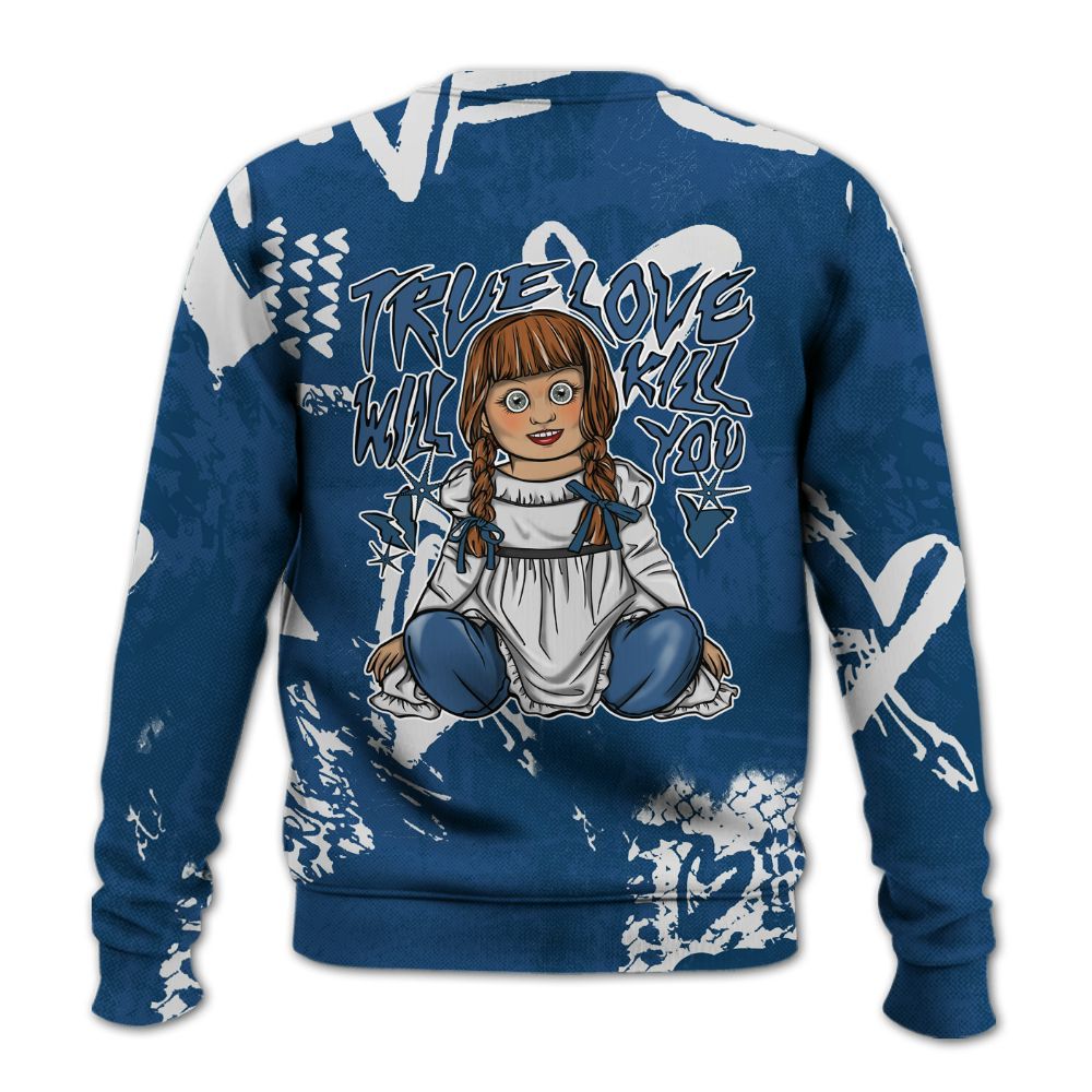 Sweatshirt To Match High OG Midnight Navy 1s - Genuine Loves Bear Heart Grunge All Over Print