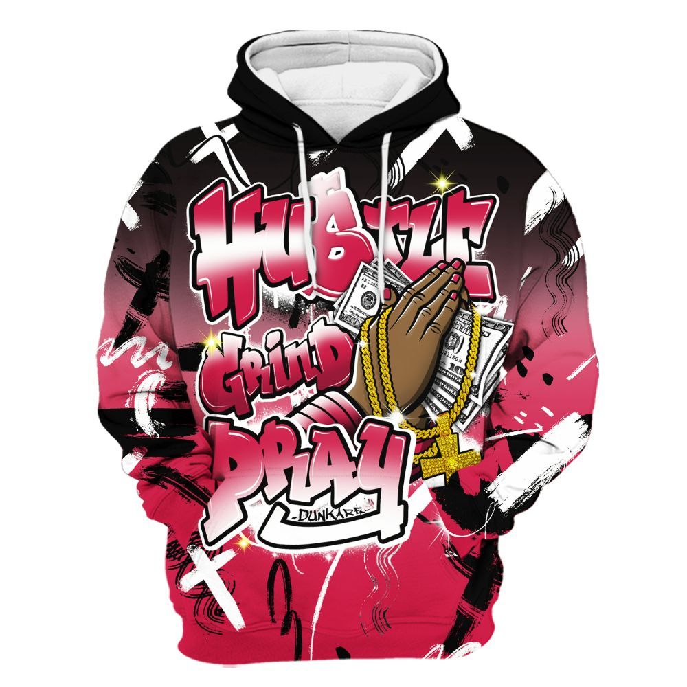 Hoodie To Match Black Toe 14s - Money Hustle Grind Pray All Over Print