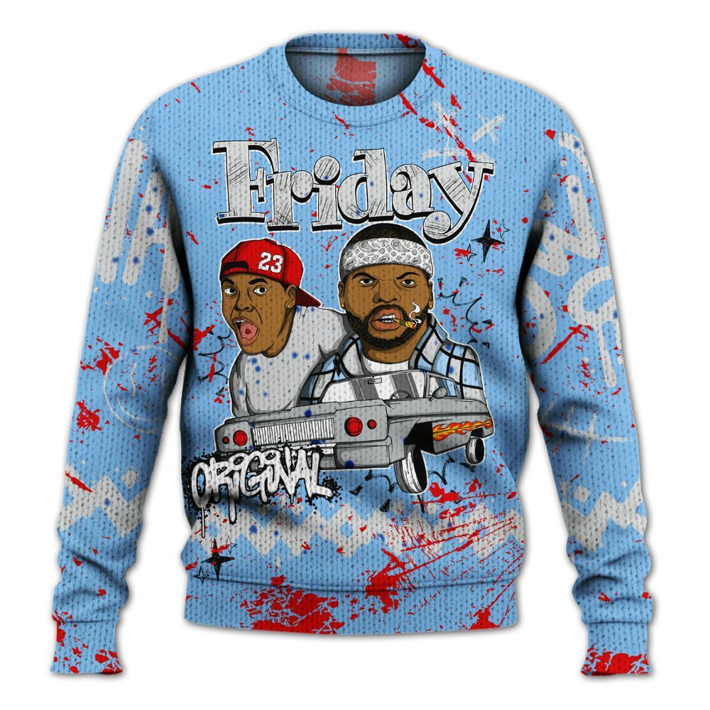 Knitted Sweater To Match University Blue 5s - Friday Sneaker Crayon