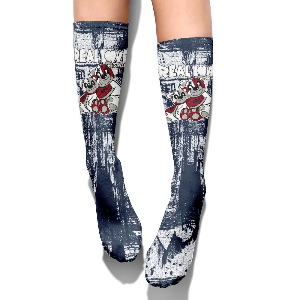 Sock To Match White Midnight Navy 6s - Sincere Fondness Bear Graphic Unisex