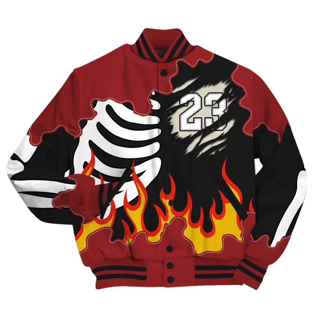 Varsity Jacket To Match High 85 Bred 1s - Burning Skeleton 23 G.O.A.T All Over Print