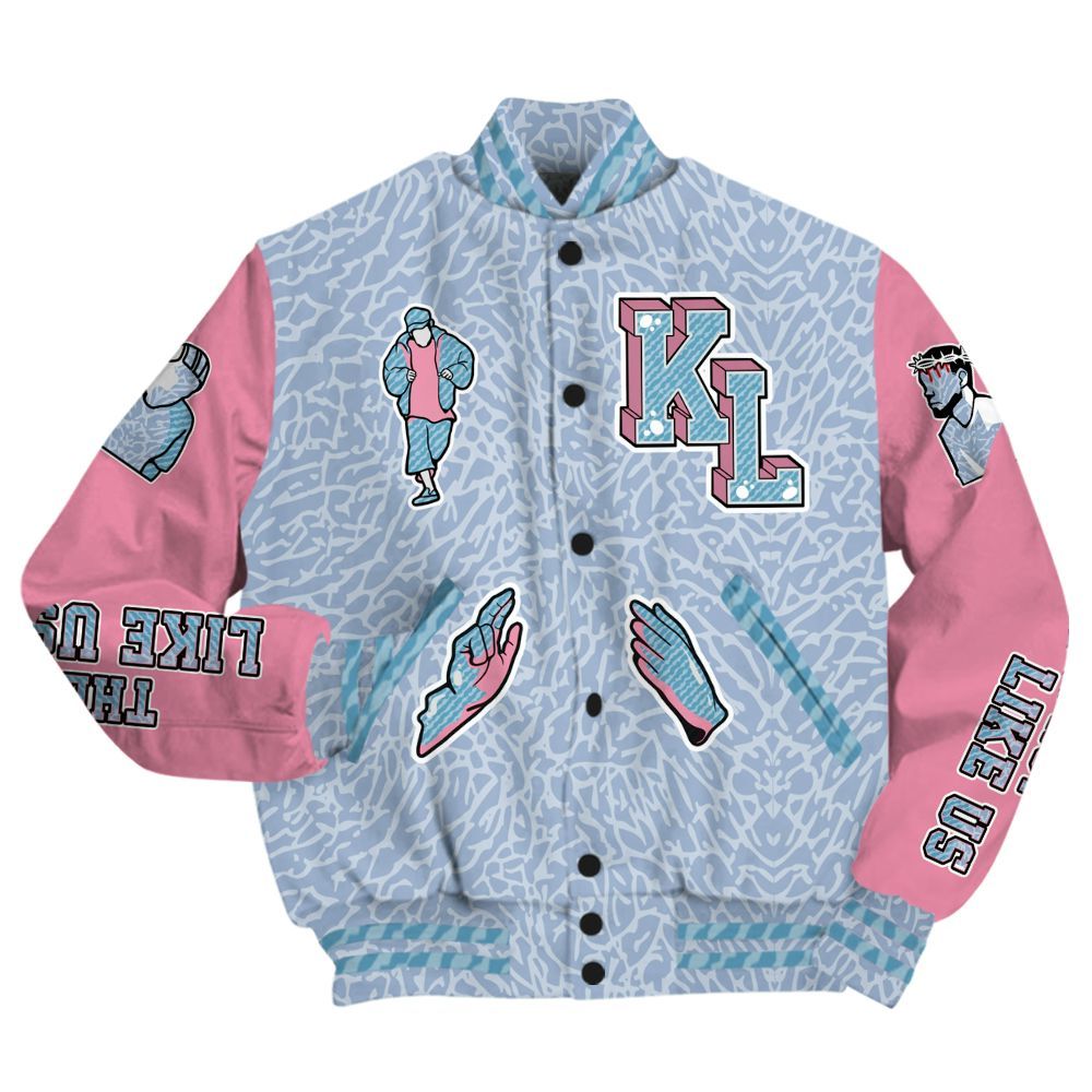 Varsity Jacket To Match Denim Pink Glow 3s - Dislike Us All Over Print