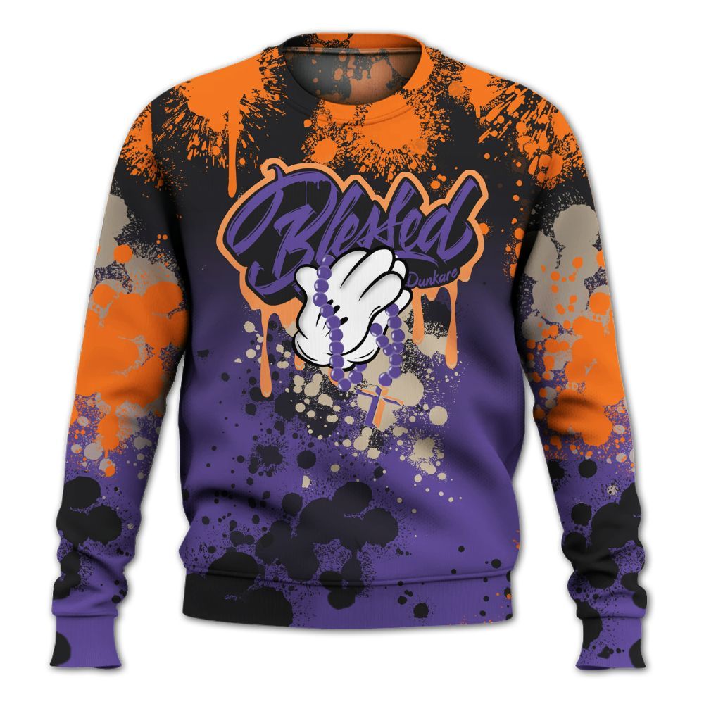 Sweatshirt To Match Air Max Waffle SP Voltage Purple - God Blessed Ink Drip All Over Print