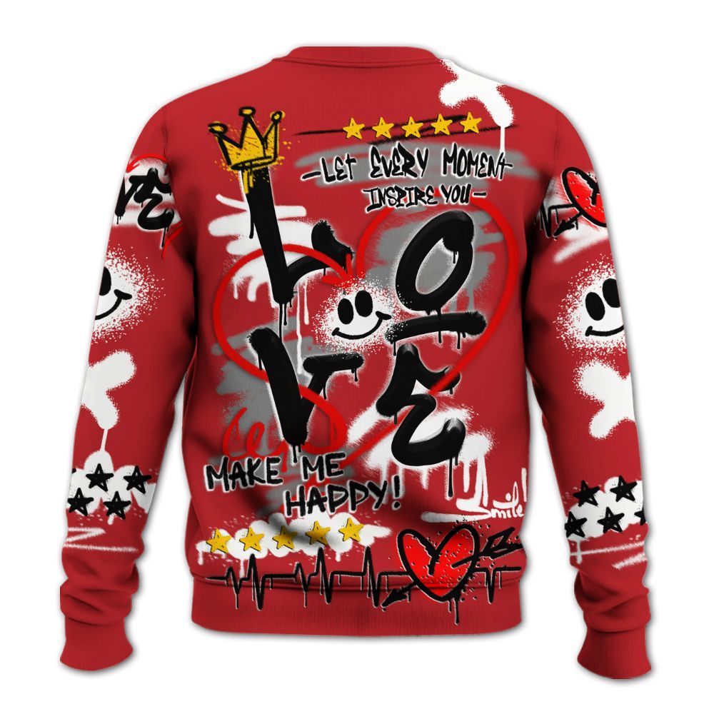 Sweatshirt To Match Retro Cherry 12s - Happy Love Beats Graffiti Streetwear All Over Print