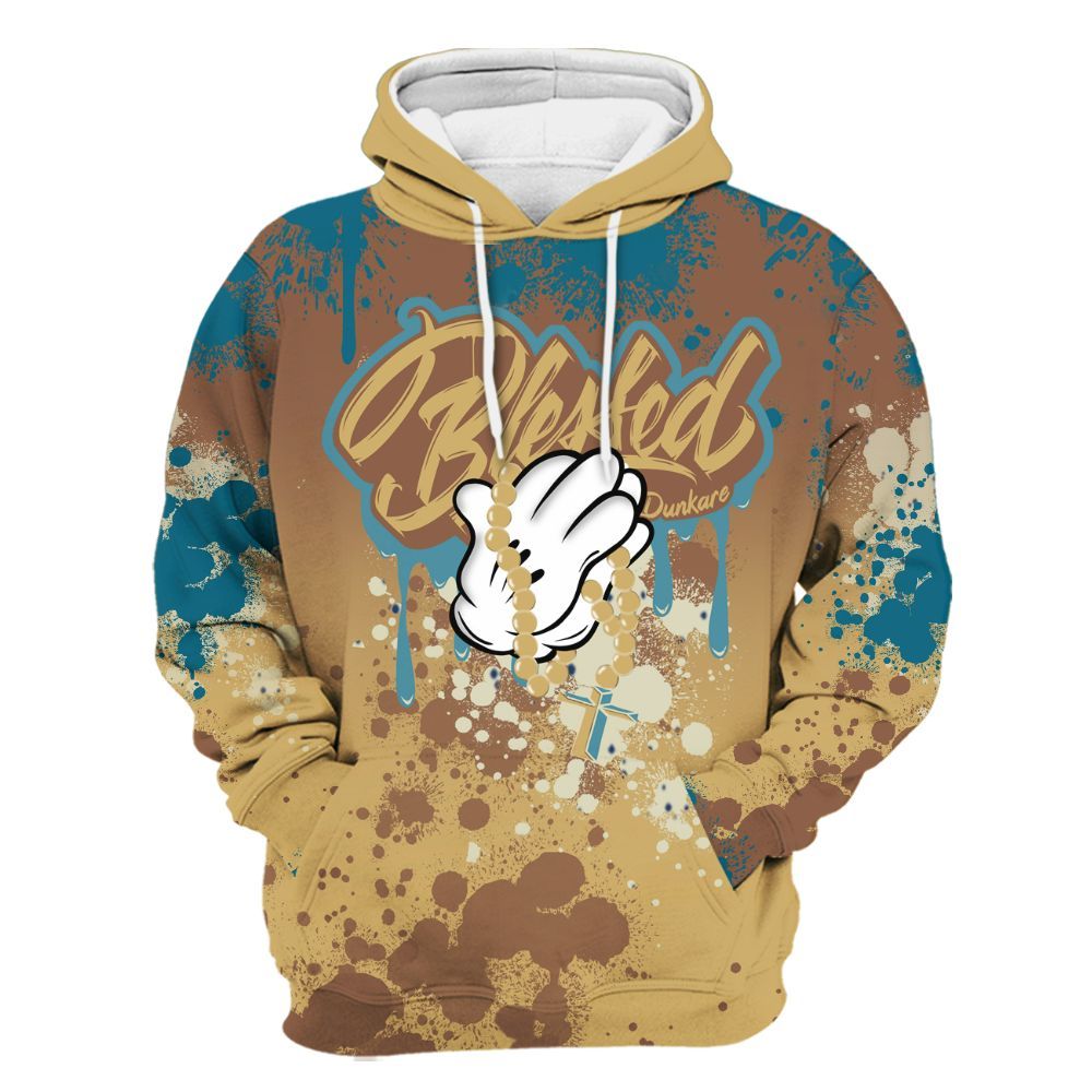 Hoodie To Match Retro Cacao Wow 4s - God Blessed Ink Drip All Over Print