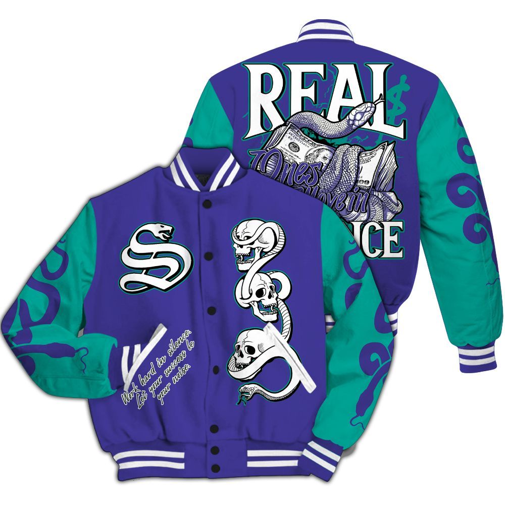Varsity Jacket To Match Retro Grape 5s - Snake Move In Silence All Over Print