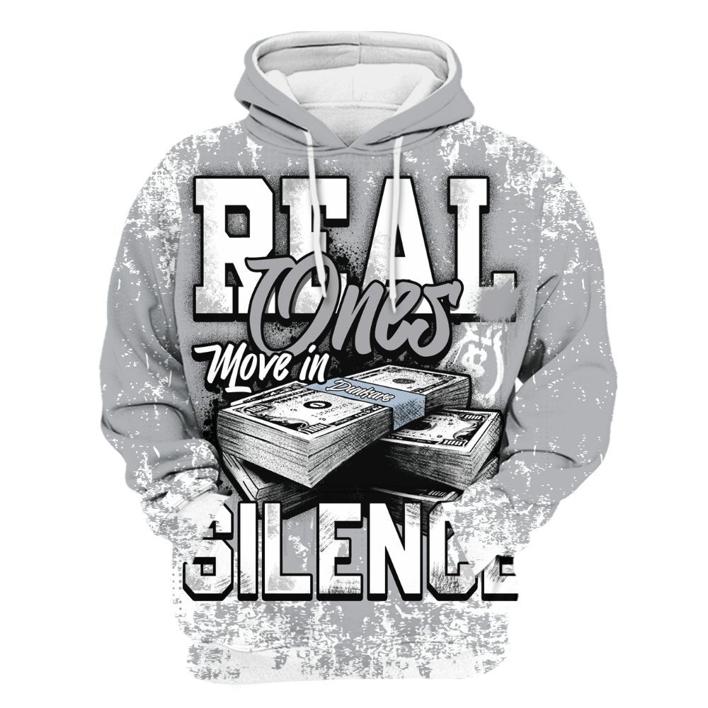 Hoodie To Match Low OG Wolf Grey 1s - Move In Silence Money Street Retro All Over Print