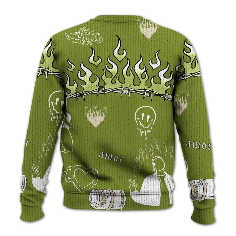 Knitted Sweater To Match SB Dunk Low Asparagus - Snake Trust No One