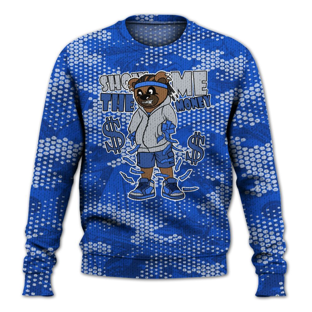 Knitted Sweater To Match Air Foamposite One Royal - Show Me Bear Banknotes Art