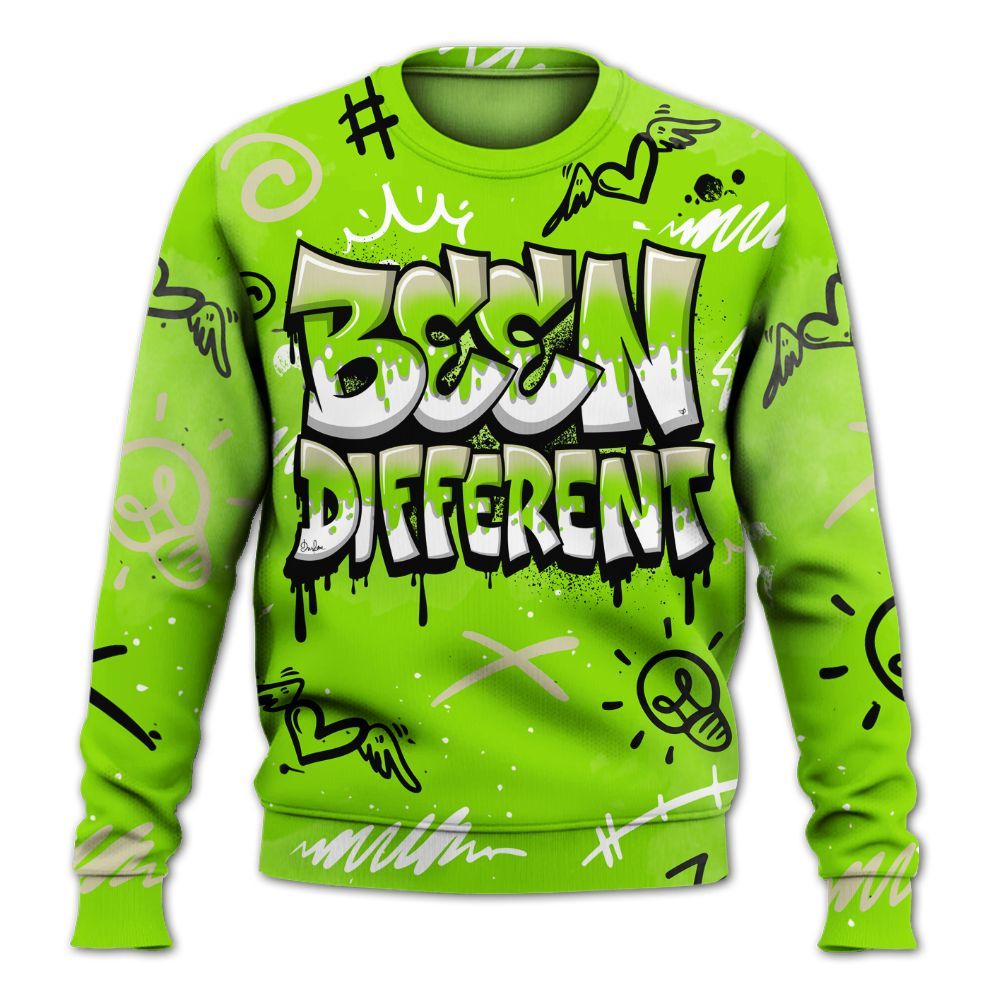 Sweatshirt To Match Electric Green 6s - Drip Been Di2ferent All Over Print
