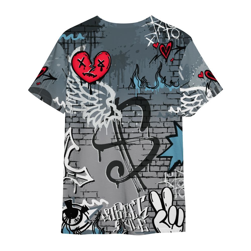 Shirt To Match Retro Light Graphite Wolf Grey 5s - Been Dif2erent Drip Graffiti All Over Print