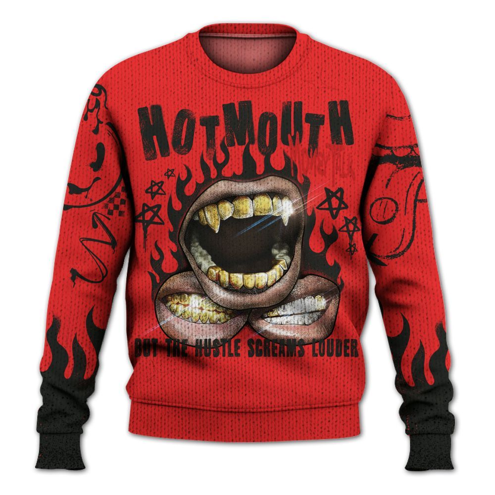Knitted Sweater To Match Red Thunder 4s - Mouth Burning Street Style