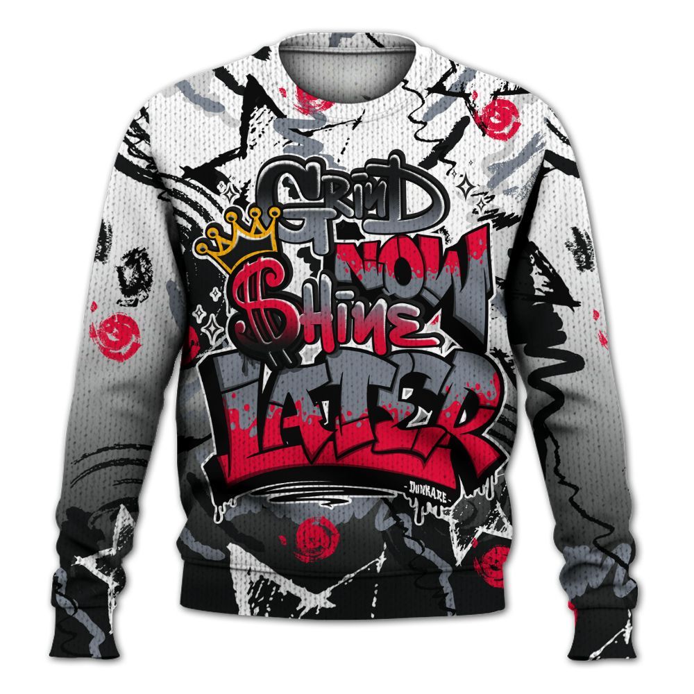 Knitted Sweater To Match Mid Black Metallic 1s - Grind Shine Later Drip