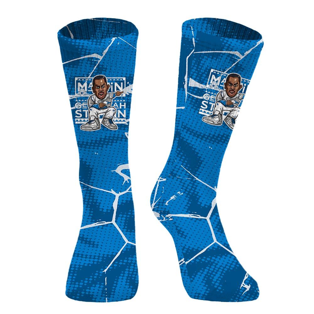 Sock To Match Military Blue 4s - Get Tag Sneakers Steppin' Graphic