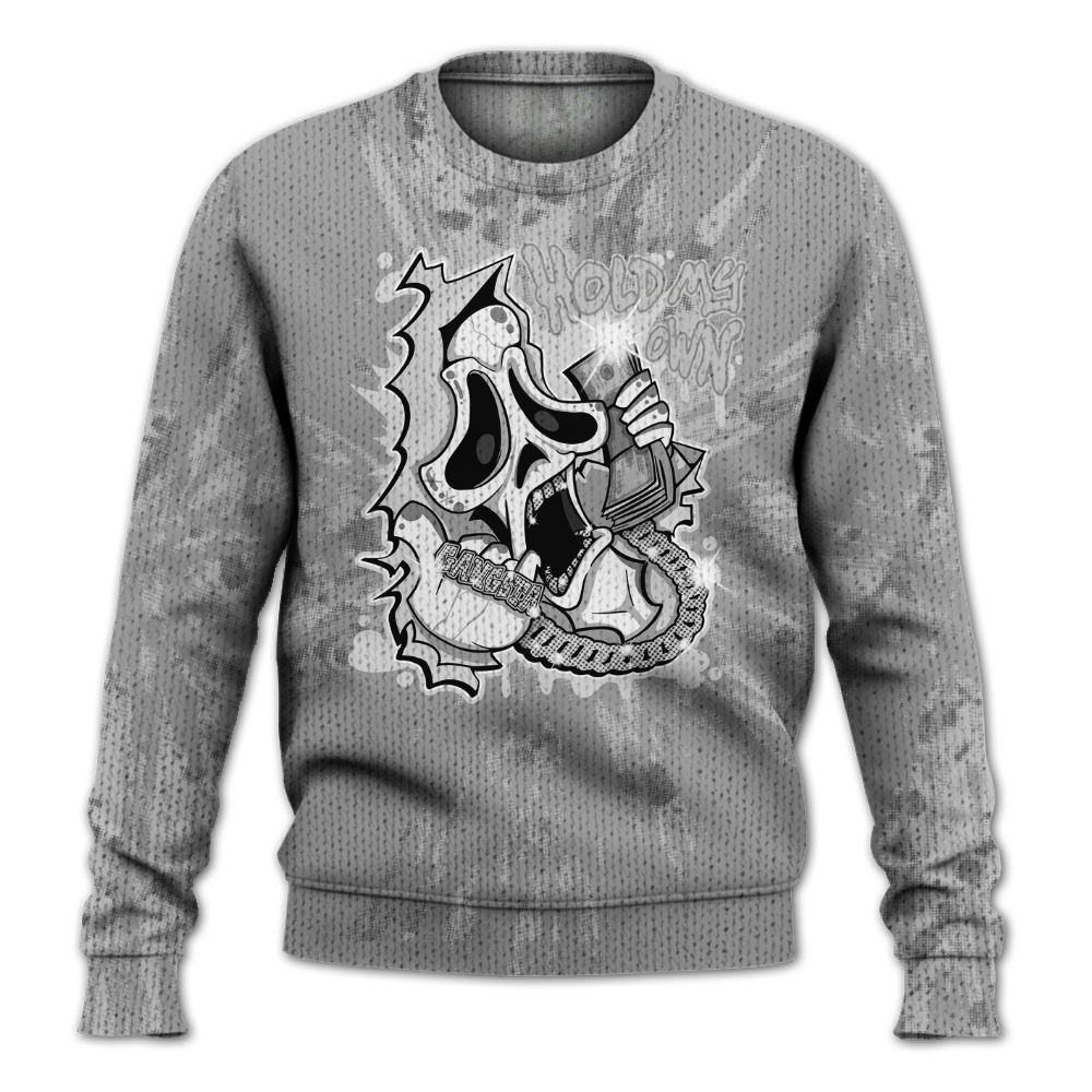 Knitted Sweater To Match Black Wolf Grey 12s - Hold My Own Graphic Halloween