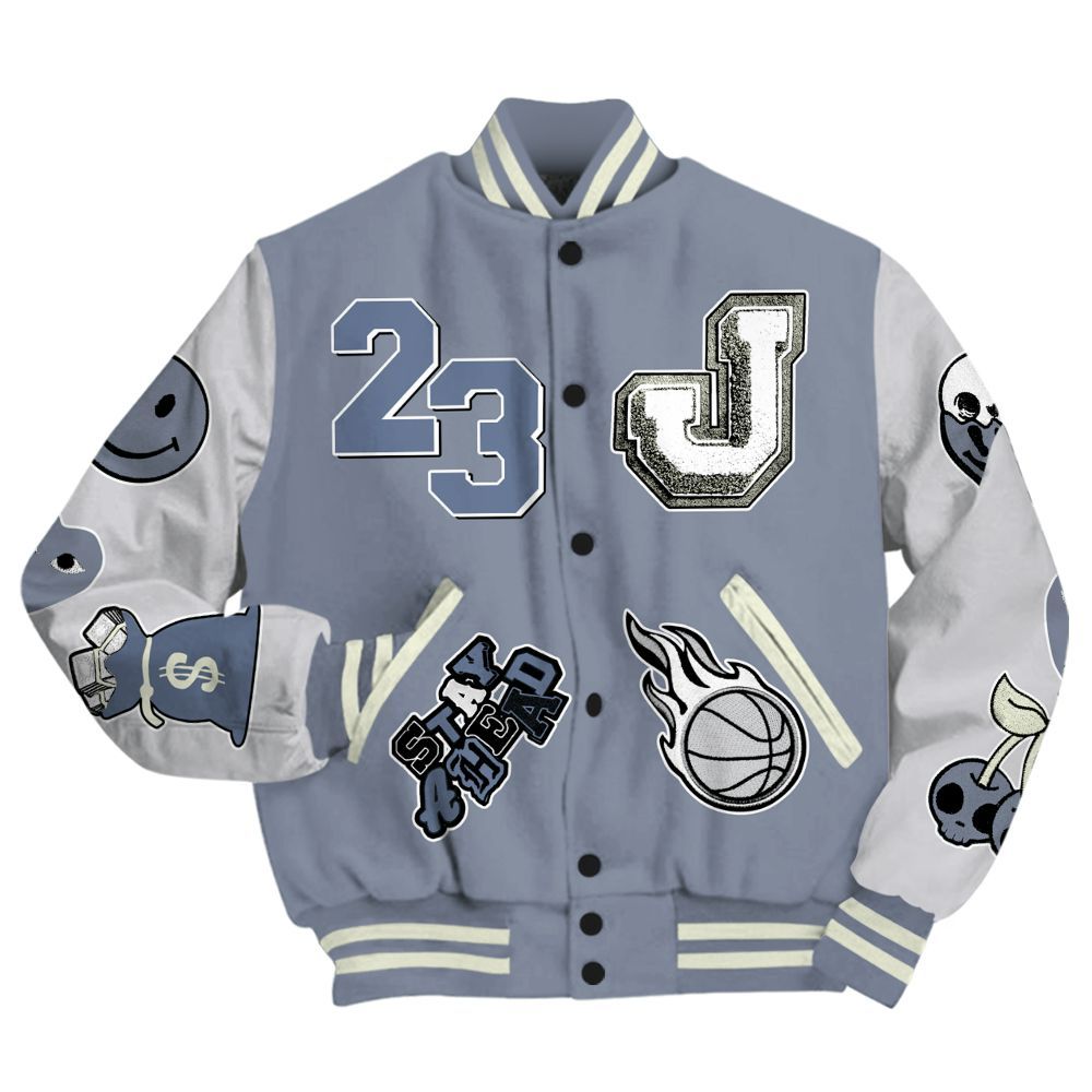 Varsity Jacket To Match Retro High OG Cool Grey 1s - Hustles Money Number 23 All Over Print