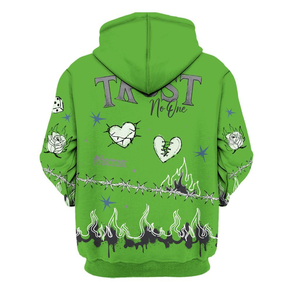 Hoodie To Match Retro Green Bean 5s - Trust No One Snake-Bite Doodle Crayon All Over Print