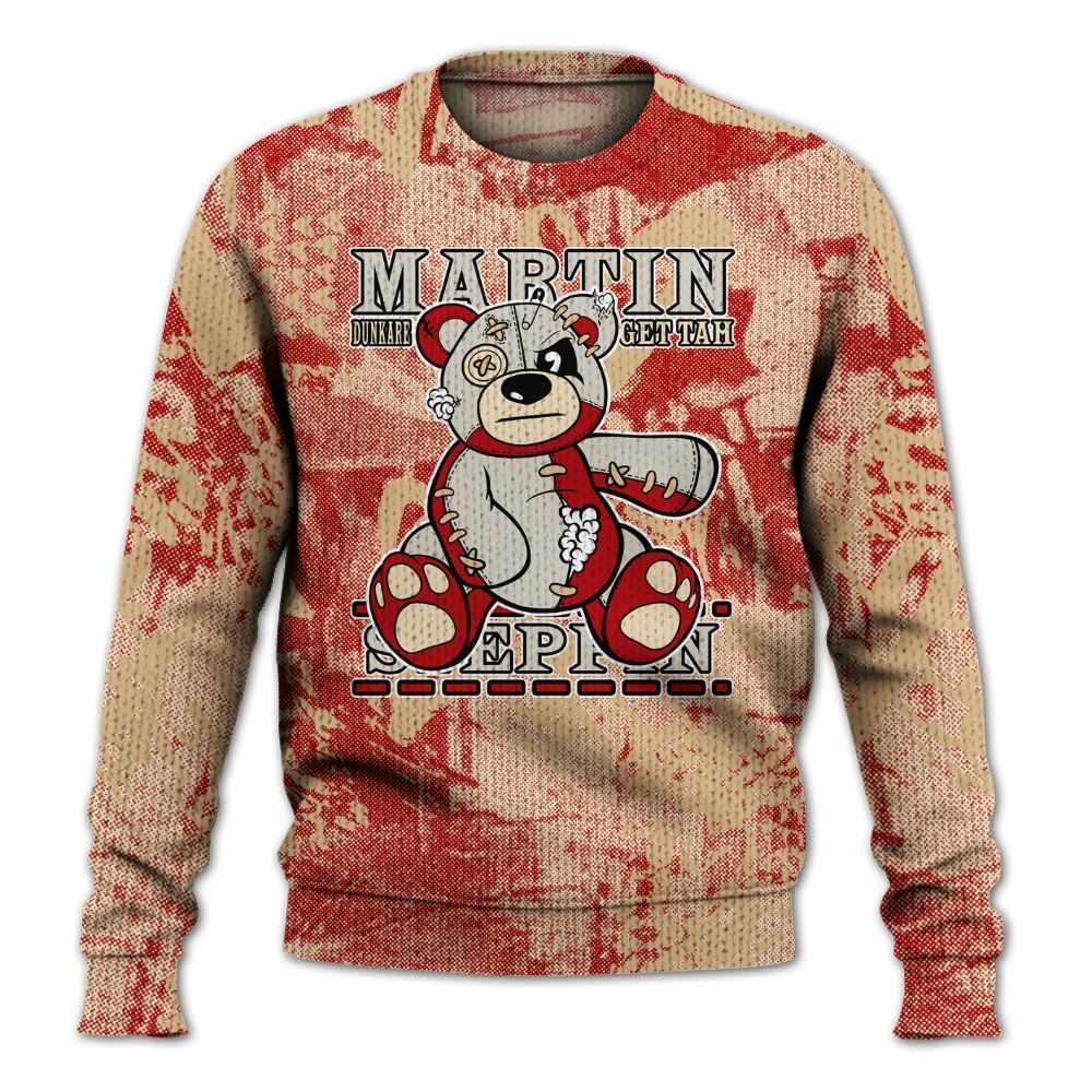 Knitted Sweater To Match Dunk Low Strawberry Waffle - Tah Steppin Bear Heart Grunge