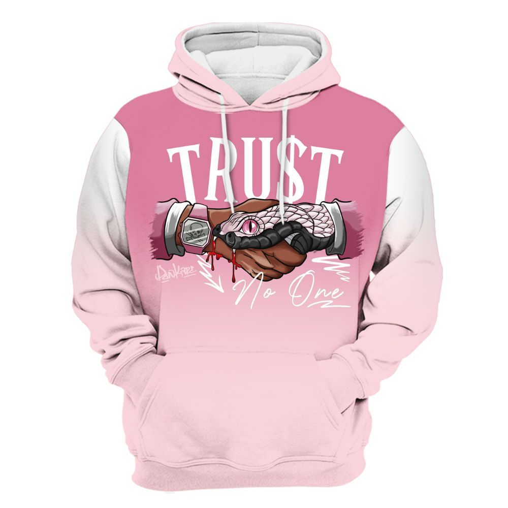 Hoodie To Match GS Pearl Pink 12s Shirt, Snake Trust No One Drip All Over Print