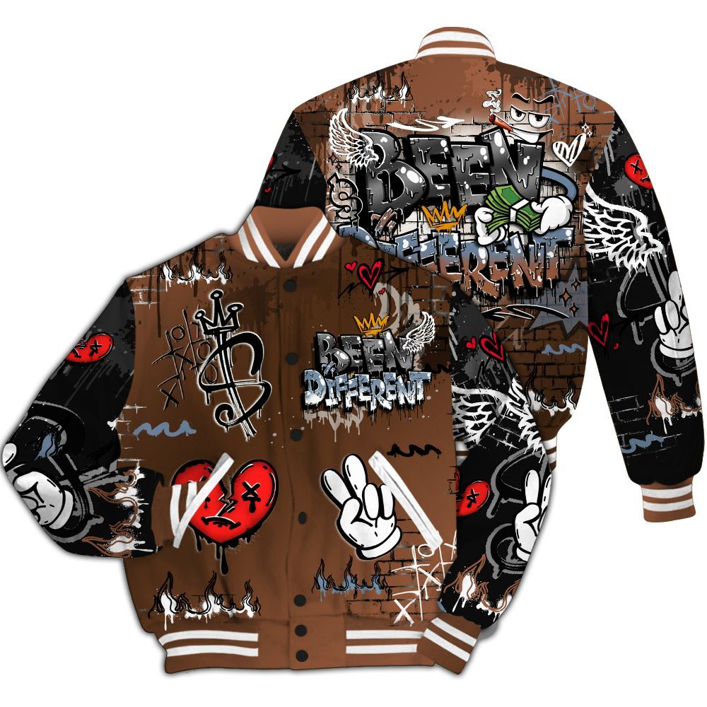 Varsity Jacket To Match Air Foamposite Metallic Copper - Been Dif2erent Drip Graffiti All Over Print