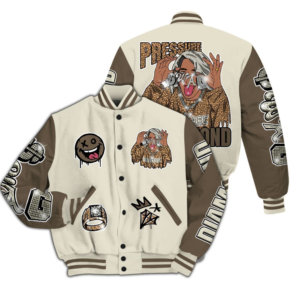 Varsity Jacket To Match Orewood Brown 3s - Pressures Makes Varsity Jacket To Match All Over Print