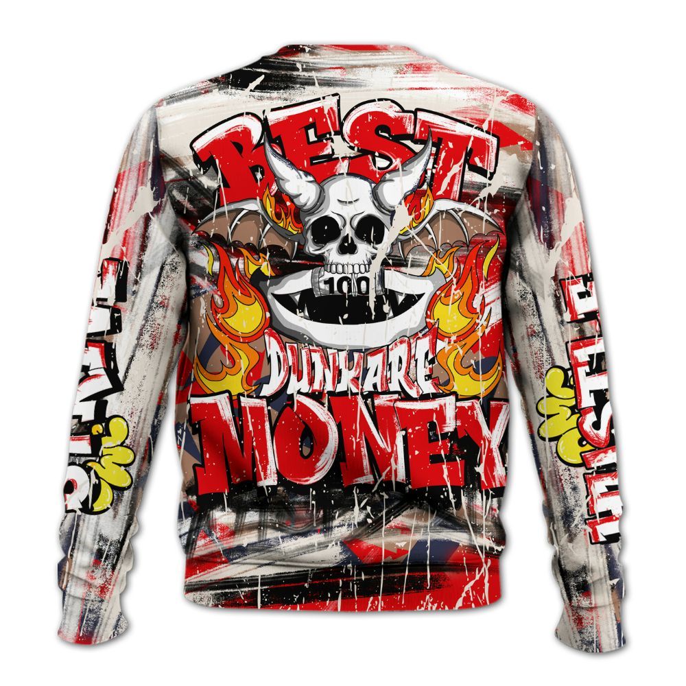 Sweatshirt To Match Low OG Howard University 1s - Money Skull Smile Fire All Over Print