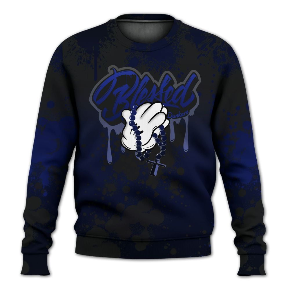 Sweatshirt To Match Air Max Plus Black Racer Blue - God Blessed Ink Drip All Over Print