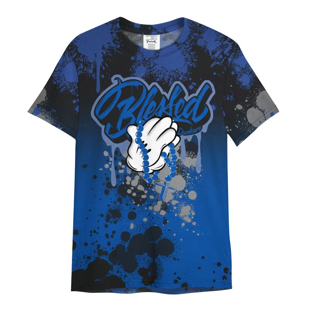 Shirt To Match Racer Blue 5s - God Blessed Ink Drip All Over Print