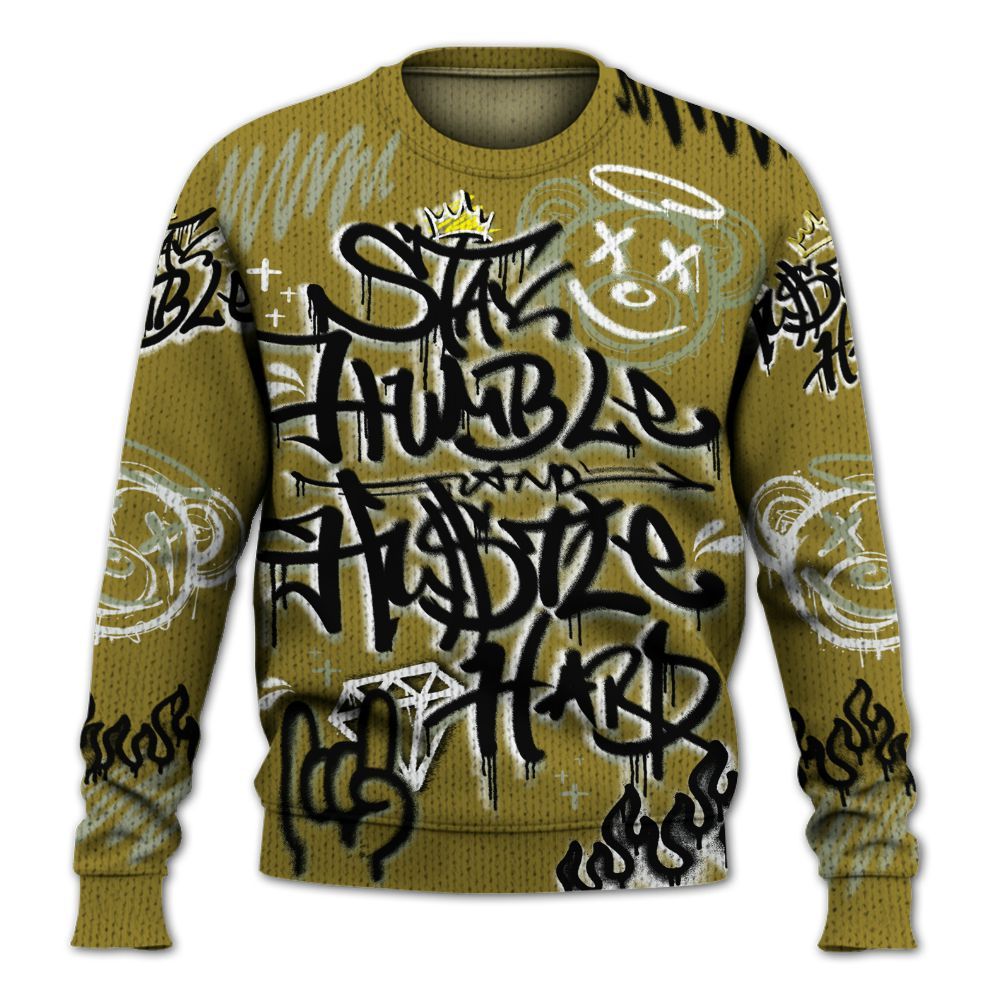 Knitted Sweater To Match Air Flightposite Metallic Gold - Humble Drip Streetwear Graffity
